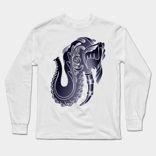 Decorative Elephant Head Side Profile Illustration Long Sleeve T-Shirt